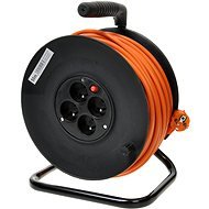 PremiumCord predlžovací kábel 230V 50m bubon, 4x zásuvka, oranžový - Napájací kábel