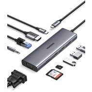 UGREEN 10-in-1 USB-C to HDMI/3*USB 3.0/VGA/RJ45/SD/TF/3.5mm/PD100W - Docking Station