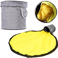 Kruzzel 19556 - Folding toy basket with play mat 2in1, grey-yellow - Basket