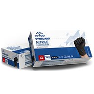 INTCO - Black disposable examination nitrile gloves (non-sterile,, non-powdered) (Size XL) - Cleaning Gloves