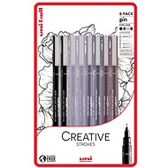 UNI PIN - Creative Strokes set of 8 liners, black - Fineliner Pens