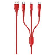 USAMS US-SJ374 U38 3in1 (micro + USB-C + Lightning) Charging Cable 1m red - Stromkabel