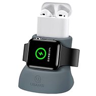 USAMS US-ZJ051 2in1 Silicon Charging Holder For Apple Watch And AirPods gray - Mini Stand