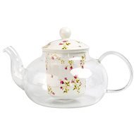 KETTLE FOR TEA, ROSES, GLASS, CERAM. LID AND SIEVE 0.6L - Teapot