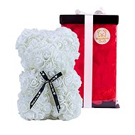 Teddy Bear Romantic 25cm gift wrapped - white with red leaves - Rose Bear