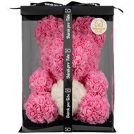 Big Classic Bear 40 cm - pink with white heart - Rose Bear