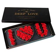 Teddy bear big gift box made of soap roses, red - Gift Box