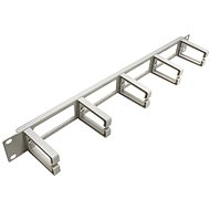 VALUE 19'' tie-out panel 1U, single-sided, pass-through, 5× plastic clamp ''C'', grey - Cable Organiser