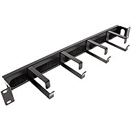 Value 19" 1U, single-sided, brush-through, 4× shackle, black - Cable Organiser