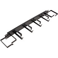 Value 19" 1U, 4× shackle + 2× vertical eye, black - Cable Organiser