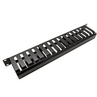 VALUE 19'' 1U, metal panel with cover, through, 40×80mm, black - Cable Organiser