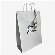 BE NICE Gift bag - natural, Merry Christmas, white, 28 × 22 cm - Gift Bag