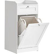 VASAGLE Bathroom cabinet with hinged laundry basket, white - Bathroom Cabinet