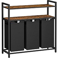 Vasagle Prádelní koš 3 × 40 l se dvěma policemi 92 × 92 × 33 cm, černohnědý - Laundry Basket