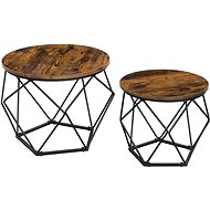 VASAGLE Folding table brown and black, set of 2, round, laminate and steel 50 × 50 × 40 cm/40 × 40 × - Side Table