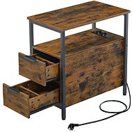 VASAGLE Rectangular folding table, brown/black, laminate/steel, modern design 60 × 35 × 60 cm - Side Table