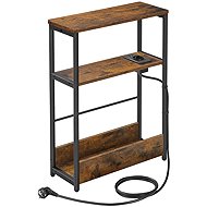 VASAGLE narrow side table with mains and USB sockets, brown - Side Table