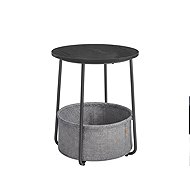 VASAGLE Round side table with fabric basket black grey - Side Table