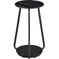 VASAGLE round side table with glass top black marble - Side Table