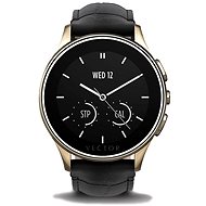 Vector Luna Champagne Gold steel with black crocodile leather strap and effect - Smart Watch