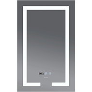 MIXXUS Mirror with LED lighting, anti-fog function, brightness control and clock, MR06-60×80 HARD - Mirror