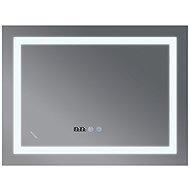 MIXXUS Mirror with LED lighting, anti-fog function, brightness control and clock, MR02-80×80 WARM - Mirror