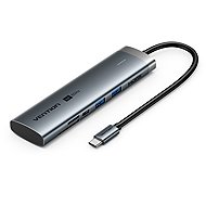 Vention USB-C to HDMI/USB 3.2 Gen 1 Type-C/USB 3.0*2/SD/TF/PD Docking Station 0.15M Gray Aluminum Al - Docking Station