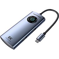 Vention USB-C to HDMI/USB 3.2 Gen 1 Type-C/USB 3.0*2/PD 8K Docking Station with LED Display 0.15M Al - Docking Station