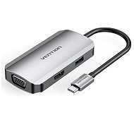 Vention USB-C to HDMI / VGA / USB 3.0 / PD Docking Station 0.15M Grey Aluminium - Docking Station