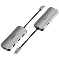 Vention USB-C auf HDMI / USB 3.0 x 3 /PD Docking Station 0,15 m - Gray Aluminum - Port-Replikator