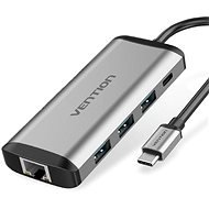 Vention Type-C (USB-C) to HDMI + 3× USB3.0 + TF + SD + RJ45 + 3,5 mm + PD - Replikátor portov