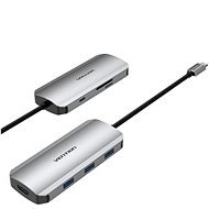 Vention USB-C auf HDMI / 3 x USB 3.0 / SD / TF / PD Docking Station Gray 0.15M Aluminum Alloy Type - Port-Replikator