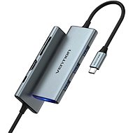 Vention 7-in-1 USB-C to HDMI/USB 3.0x3/SD/TF/PD Docking Station 0.15M Gray Aluminum Alloy Type (Slim - Docking Station