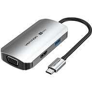 Vention 4-in-1 USB-C to HDMI/VGA/USB 3.0/PD Docking Station 0.15M Gray Aluminum Alloy Type - Docking Station