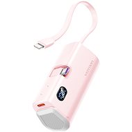 Vention LED Display 4800mAh Power Bank (USB-C + Lightning + USB-C) 22.5W Pink Foldable USB-C Type - Power Bank