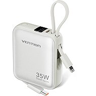 Vention 10000mAh Mini Power Bank (USB-C + USB-C/Lightning) with Built-in USB-C and Lightning Cables - Power Bank