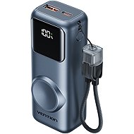 Vention Mini 10000mAh Power Bank (USB-C + USB-A) with Built-in USB-C Cable and Apple Watch Charging - Power Bank