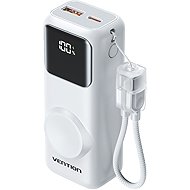 Vention Mini 10000mAh Power Bank (USB-C + USB-A) with Built-in USB-C Cable and Apple Watch Charging - Power Bank