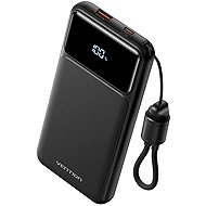 Vention 10000mAh Power Bank (USB-C + USB-A) with Built-in Cable 22.5W Black LED Display Type - Power Bank
