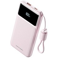 Vention 10 000 mAh Power Bank (USB-C + USB-A) with Built-in Cable 22,5 W Pink LED Display Type - Powerbank