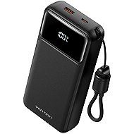 Vention 20,000mAh Power Bank (USB-C + USB-A) with Built-in Cable 22.5W Black LED Display Type - Power Bank