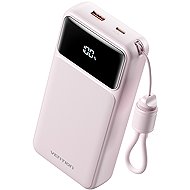 Vention 20000mAh Power Bank (USB-C + USB-A) with Built-in Cable 22.5W Pink LED Display Type - Power Bank