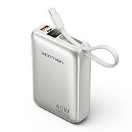 Vention 20000mAh Mini Power Bank (USB-C + USB-C/USB-A) with Built-in USB-C Cable 45W Beige Universal - Power Bank