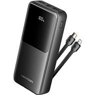 Vention 20000mAh Power Bank with Integrated USB-C and Lightning Cables 22.5W Black LED Display Type - Power bank