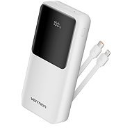 Vention 20000mAh Power Bank with Integrated USB-C and Lightning Cables 22.5W White LED Display Type - Power bank