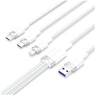 Vention USB 2.0 A Male to 3-in-1 USB-C & Lightning & Micro-B Male 6A Cable 1.5M White Aluminum Alloy - Data Cable
