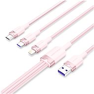 Vention USB 2.0 A Male to 3-in-1 USB-C & Lightning & Micro-B Male 6A Cable 1.5M Pink Aluminum Alloy - Data Cable