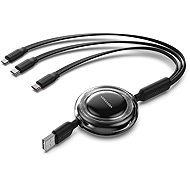 Vention USB 2.0 3-in-1 Retractable Cable 3.5A Black 1.1m - Data Cable