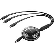 Vention USB 2.0 3-in-1 Retractable Cable 5A Black 1.1m - Data Cable