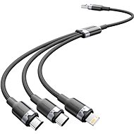 Vention USB 2.0 A Male to 3-in-1 USB-C & Lightning & Micro-B Male 3A Cable 1.5M Black Aluminum Alloy - Data Cable